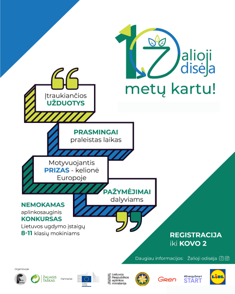 Nemokamas aplinkosauginis konkursas mokiniams „Žalioji odisėja“