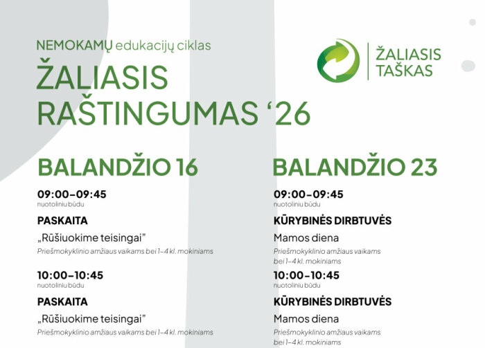 Pakuočių atliekų tvarkymo organizacija „Žaliasis taškas“ kviečia prisijungti prie nemokamų...