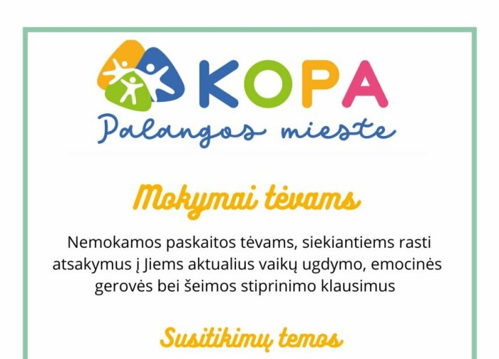 Nemokami susitikimai tėvams ir poroms Palangoje