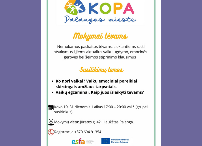 Nemokami susitikimai tėvams ir poroms Palangoje