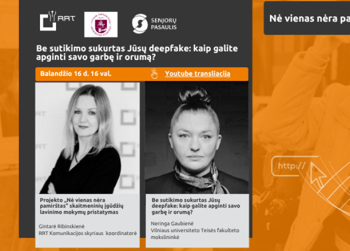 Ryšių reguliavimo tarnybos projektas „Nė vienas nėra pamirštas“ kviečia į nuotolinę paskaitą