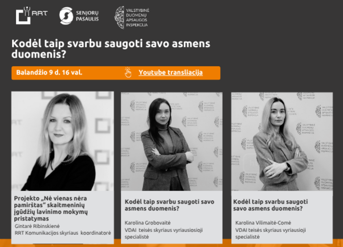Ryšių reguliavimo tarnybos inicijuotas skaitmeninių įgūdžių lavinimo projektas „Nė vienas nėra...