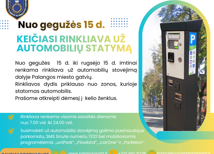 Nuo gegužės 15 d. keičiasi rinkliava už automobilių statymą