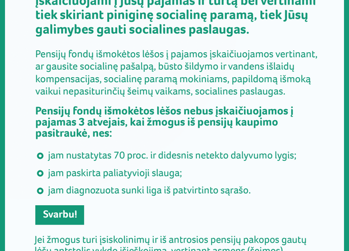 Informacija nusprendusiems nutraukti kaupimą antrojoje pensijų pakopoje ar atsiimti dalį lėšų