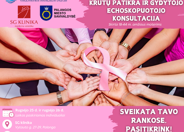 Nemokama krūtų patikra ir gydytojo echoskopuotojo konsultacija