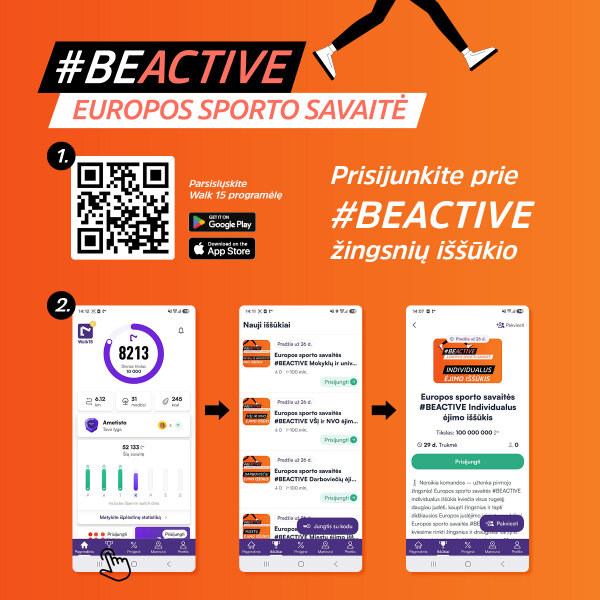 Prisijunkite prie BEACTIVE žingsnių iššūkio