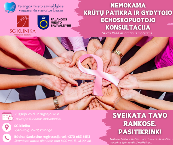 Nemokama krūtų patikra ir gydytojo echoskopuotojo konsultacija