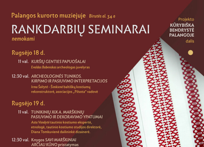 Nemokami rankdarbių seminarai Palangos kurorto muziejuje