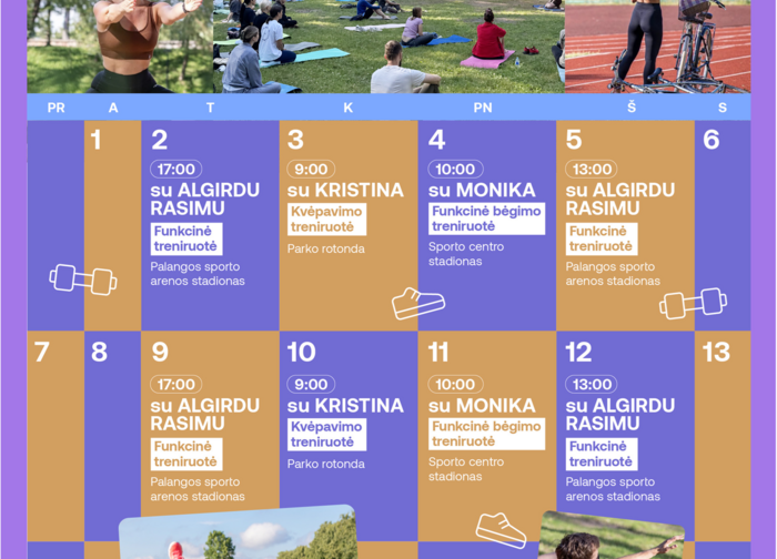 Žmonės sportuoja, rugsėjo mėnesio treniruotės