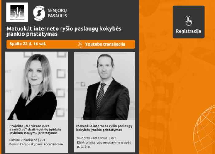 Ryšių reguliavimo tarnybos skaitmeninio raštingumo projektas „Nė vienas nėra pamirštas“ kviečia į...