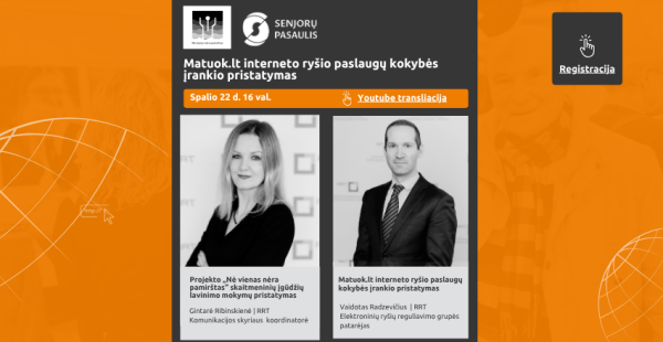Ryšių reguliavimo tarnybos skaitmeninio raštingumo projektas „Nė vienas nėra pamirštas“ kviečia į...